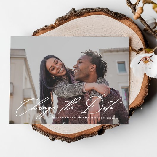 Hochzeitsänderung des Datums mit dem neuen Foto Ankündigung