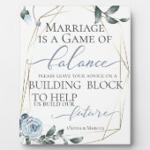 Hochzeitsanforderung Gebäude Block Dusty Blue Fotoplatte (Vorderseite)