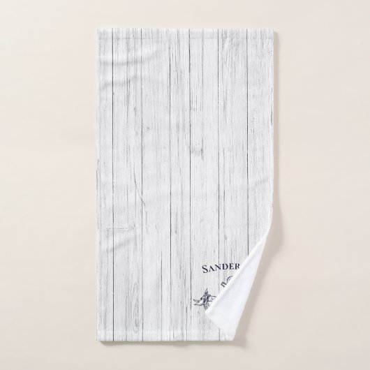 Hochzeitsangore Navy White Nautical Monogram Badhandtuch Set (Handtuch)