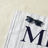 Hochzeitsanker Frau Navy Blue Nautical Monogram Strandtuch (Beispiel)