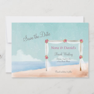 Hochzeitsankündigung am Strand zur Vorabinformatio Einladung