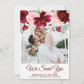 Hochzeitsankündigung Burgundy Pink Floral Einladung (Vorderseite)