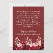 Hochzeitsankündigung Burgundy Pink Floral Einladung (Rückseite)