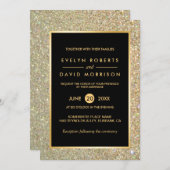 Hochzeitsankündigung Eleganter Glitzer Glitzern Einladung (Vorne/Hinten)