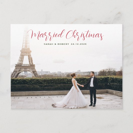 Hochzeitsankündigung für Rote Schrift Postkarte (Vorderseite)