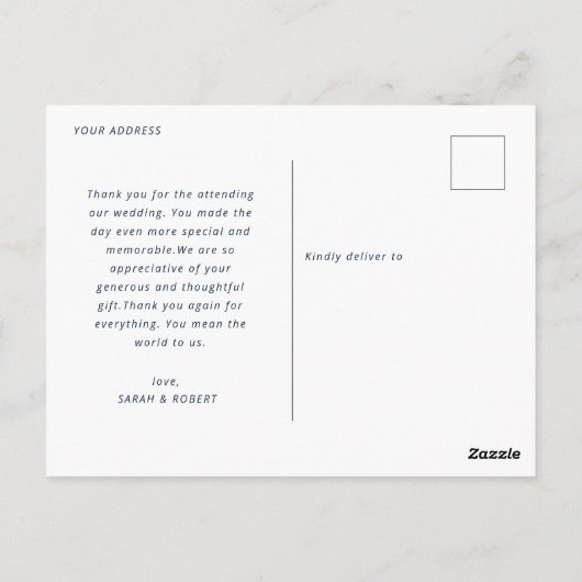 Hochzeitsankündigung für Rote Skripte Postkarte (Rückseite)