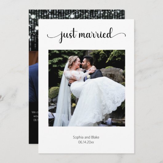 Hochzeitsankündigung für Schwarz-Weiß-Foto Einladung (Vorne/Hinten)