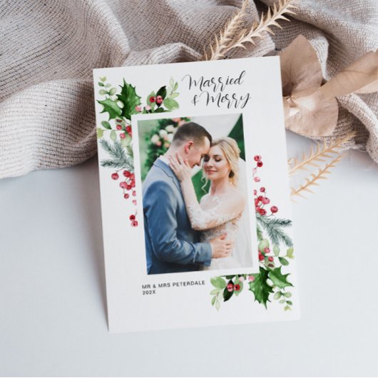 Hochzeitsankündigung für verheiratete und frohe Fe Dankeskarte