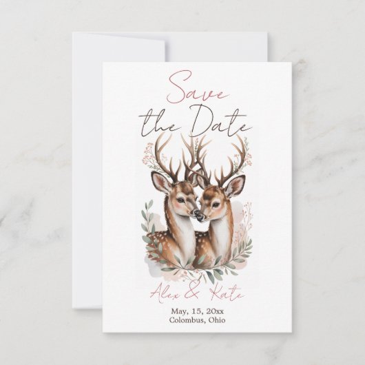 Hochzeitsankündigung Hirsch - Termin vormerken Save The Date (Vorderseite)