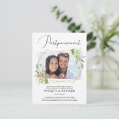 Hochzeitsankündigung im Grünen Foto Ankündigung Postkarte (Stehend Vorderseite)