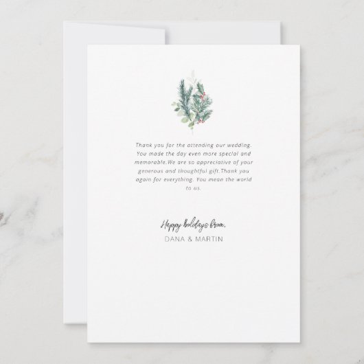Hochzeitsankündigung im Grünrahmen Dankeskarte (Rückseite)