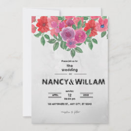 Hochzeitsankündigung in Graue und Rote Blume Einladung