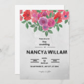 Hochzeitsankündigung in Graue und Rote Blume Einladung (Vorne/Hinten)