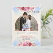 Hochzeitsankündigung Kirche Blush Rose Save The Date (Stehend Vorderseite)