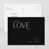 Hochzeitsankündigung Liebe Schwarz und Schwarz Sav Postkarte (Vorne/Hinten)