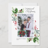 Hochzeitsankündigung mit Blumenrahmen Dankeskarte (Vorderseite)