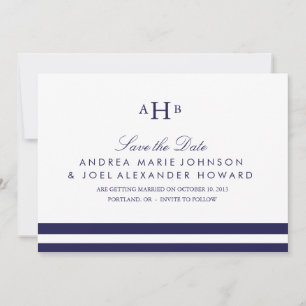 Hochzeitsankündigung mit Marine-Monogramm "Save th Save The Date