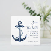 Hochzeitsankündigung mit nautischem Anker (Stehend Vorderseite)
