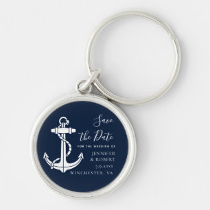Hochzeitsankündigung mit nautischem Bootsanker Schlüsselanhänger