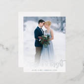 Hochzeitsankündigung mit Pinselhandschrift Folien Feiertagspostkarte (Vorderseite/Rückseite)