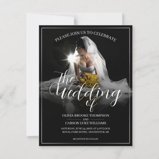 Hochzeitsankündigung mit Sitting Bride - Classic (Vorderseite)