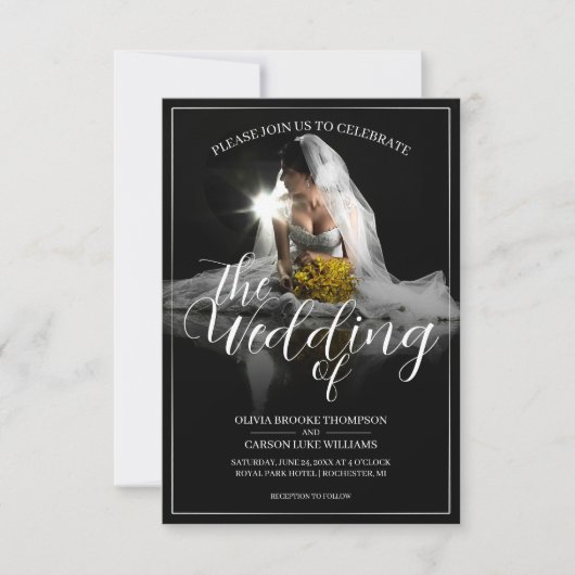 Hochzeitsankündigung mit Sitting Bride - Classic (Vorderseite)