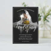 Hochzeitsankündigung mit Sitting Bride - Classic (Stehend Vorderseite)