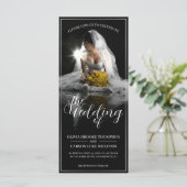 Hochzeitsankündigung mit Sitting Bride - Classic (Stehend Vorderseite)