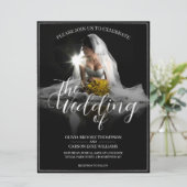 Hochzeitsankündigung mit Sitting Bride - Classic (Stehend Vorderseite)