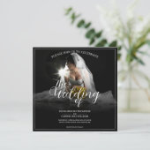 Hochzeitsankündigung mit Sitting Bride - Classic (Stehend Vorderseite)