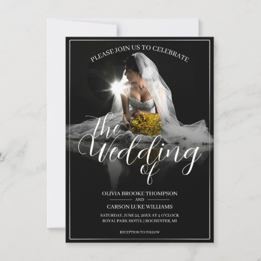 Hochzeitsankündigung mit Sitting Bride - Classic (Vorderseite)