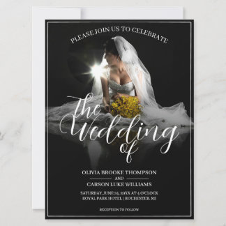 Hochzeitsankündigung mit sitzender Braut - Klassis