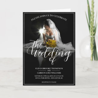 Hochzeitsankündigung mit sitzender Braut - Klassis Karte
