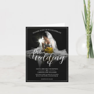 Hochzeitsankündigung mit sitzender Braut - Klassis Karte
