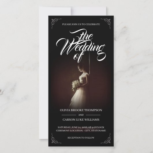 Hochzeitsankündigung mit stehender Braut - Klassik (Vorderseite)