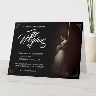 Hochzeitsankündigung mit stehender Braut - Klassik Karte