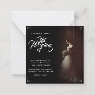 Hochzeitsankündigung mit stehender Braut - Klassik Mitteilungskarte