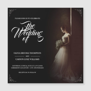 Hochzeitsankündigung mit stehender Braut - Klassis Magneteinladung