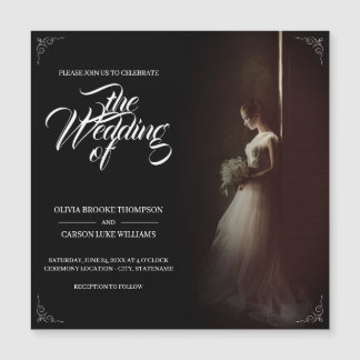 Hochzeitsankündigung mit stehender Braut - Klassis Magneteinladung