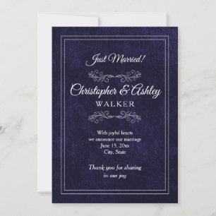 Hochzeitsankündigung Navy Blau Weiß 2-seitig mit F