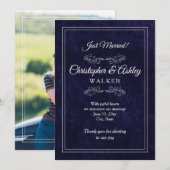 Hochzeitsankündigung Navy Blau Weiß 2-seitig mit F (Vorne/Hinten)