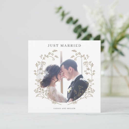Hochzeitsankündigung nur verheiratete Fotokarte Einladung (Stehend Vorderseite)