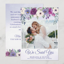 Hochzeitsankündigung Periwinkle Fuchsia Floral