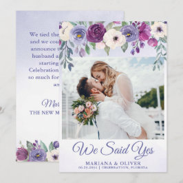 Hochzeitsankündigung Periwinkle Fuchsia Floral Einladung