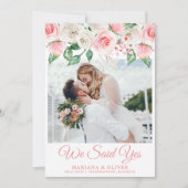 Hochzeitsankündigung Pink Peach Weiße Blüte Einladung (Vorderseite)