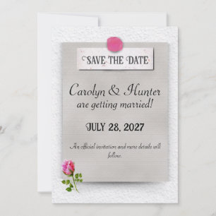 Hochzeitsankündigung Pink Rosebud - Save the Date