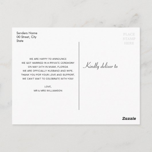 Hochzeitsankündigung Postkarte (Rückseite)