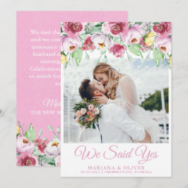 Hochzeitsankündigung Rosa Aquarellblume Einladung