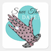 Hochzeitsankündigung "SaveTheDate" Quadratischer Aufkleber (Vorderseite)