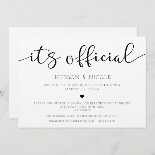 Hochzeitsankündigung und Einladung zum Empfang (Vorne/Hinten)